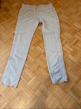 Pink Tartan Light Beige Slim Riding Pants